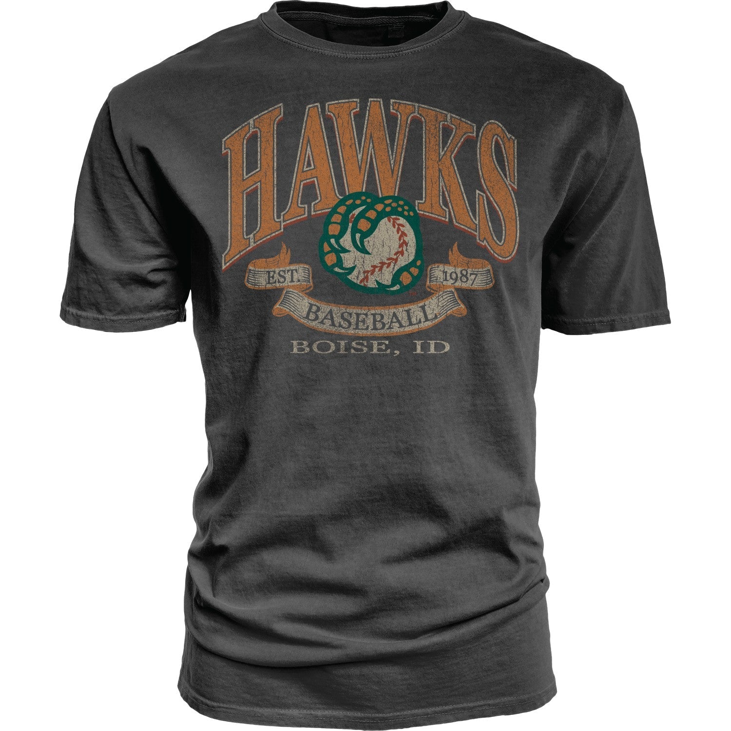 BOISE HAWKS MEN'S HARSH NOISE BALL/TALON TEE, COAL