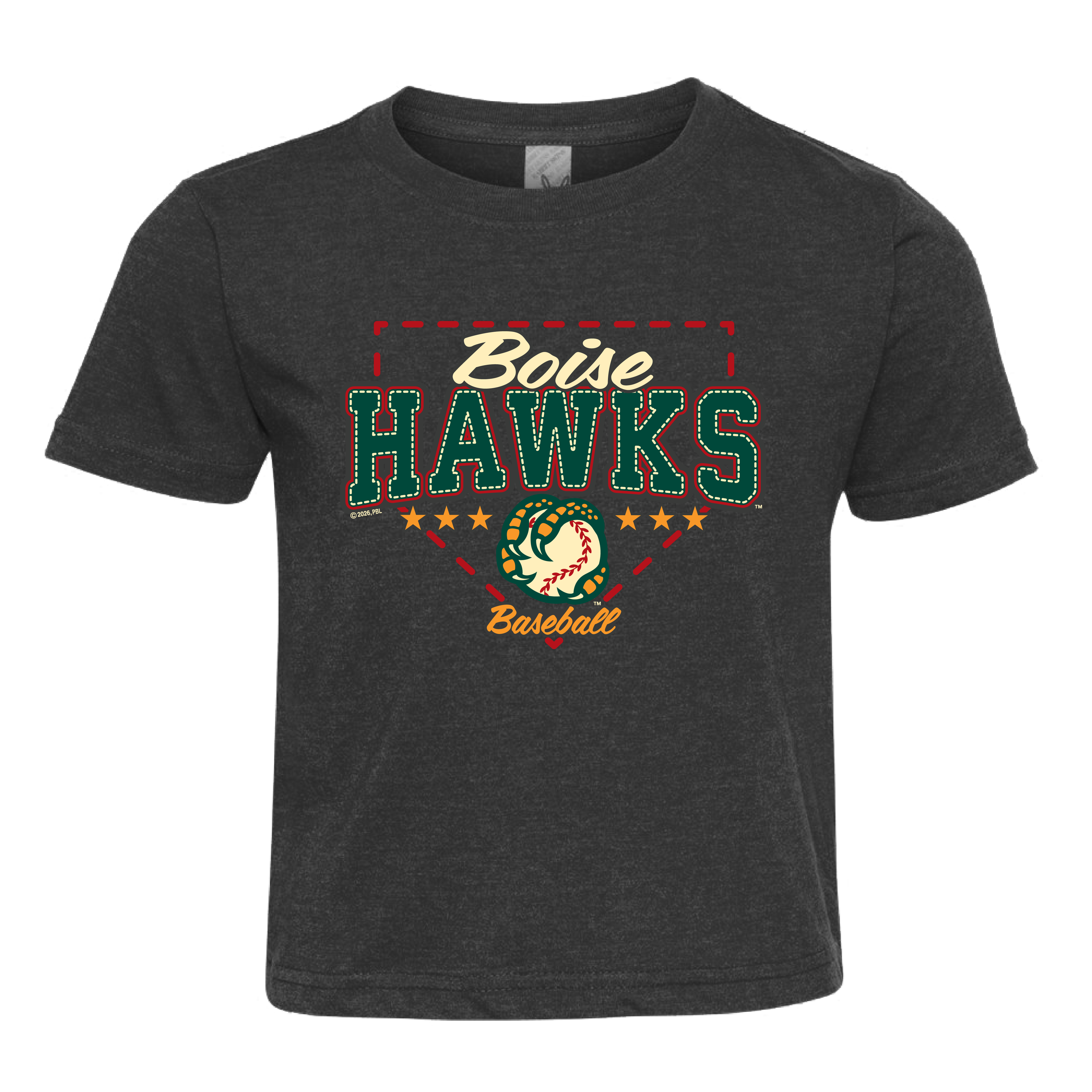 BOISE HAWKS TODDLER BASEFACE TEE, VINTAGE SMOKE