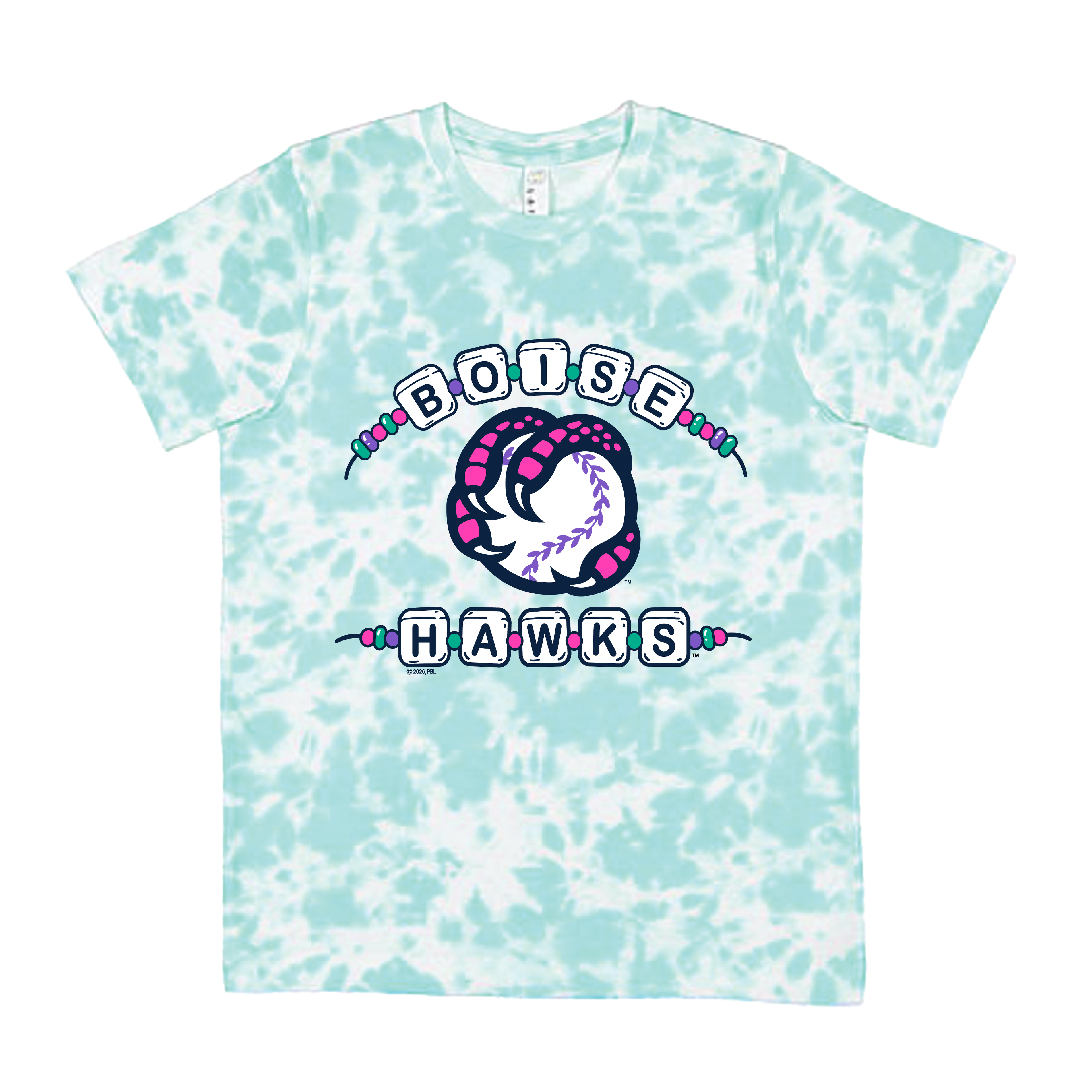 BOISE HAWKS TODDLER YOUTH GIRLS TIE DYE TEE, ISLAND